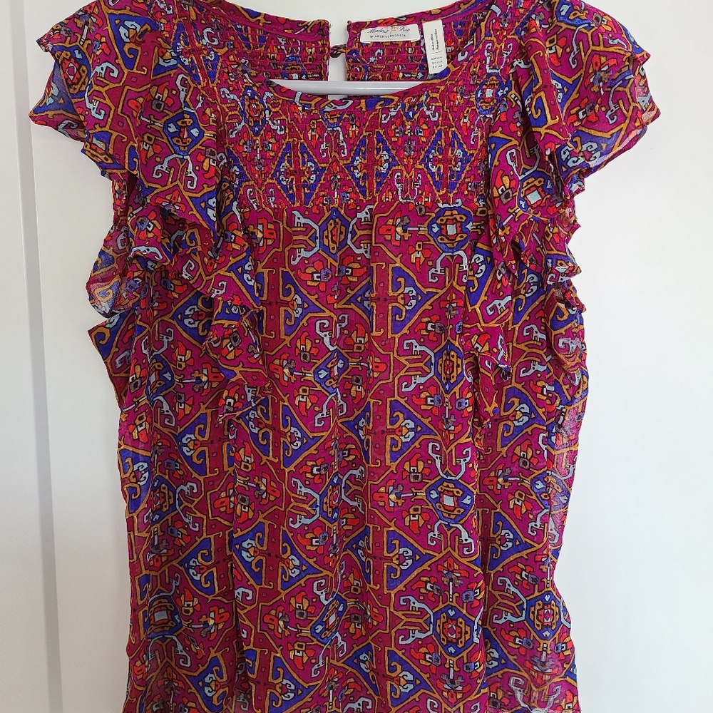 Sheer flowy anthropology shirt